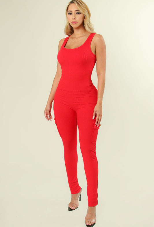 ‘Left him on red’ ribbed jumpsuit