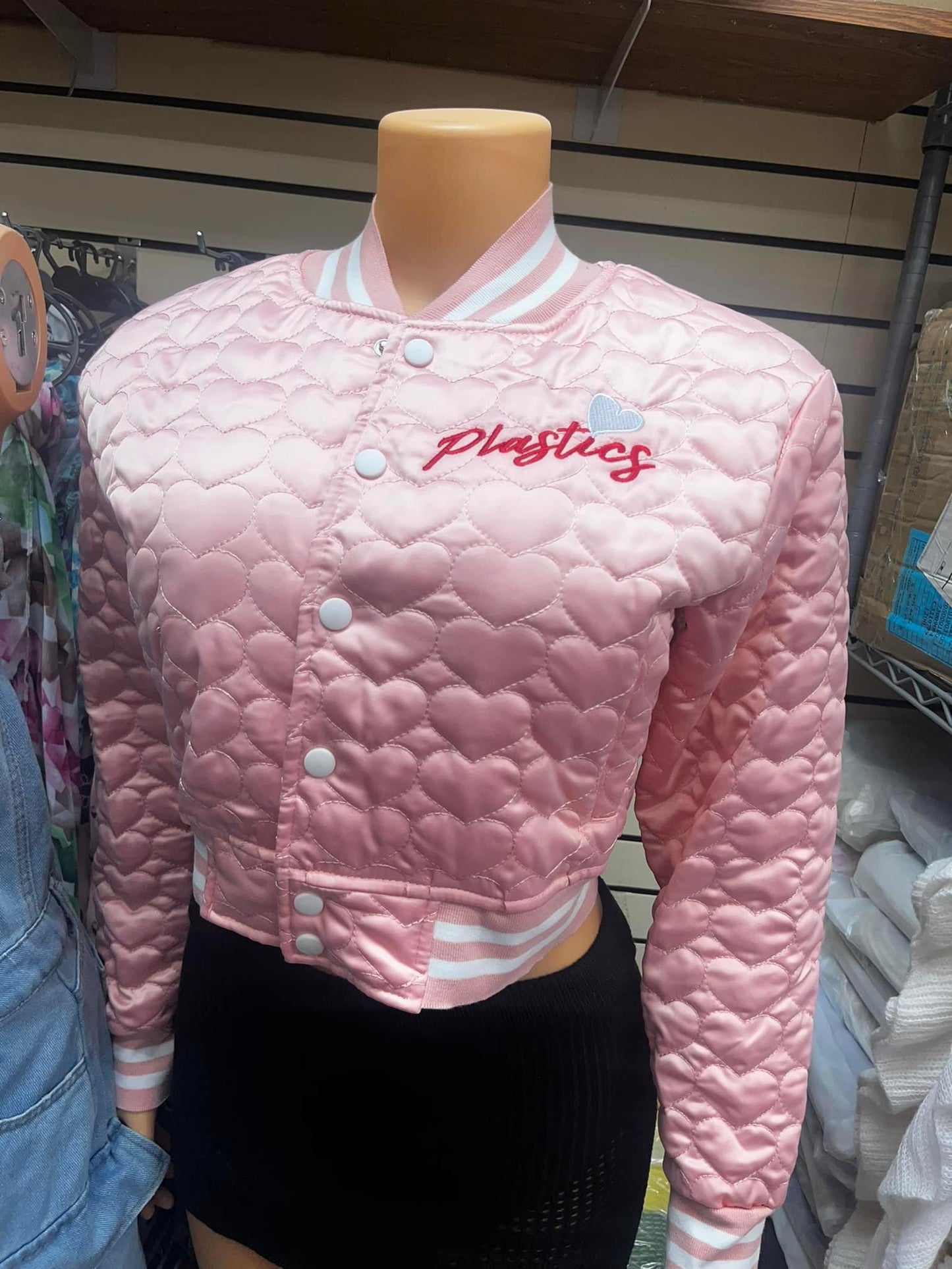 ‘Luv you more 💋’ bomber jacket