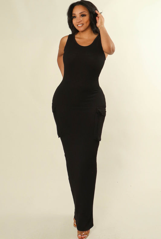 ‘Effortless’ ribbed cargo dress